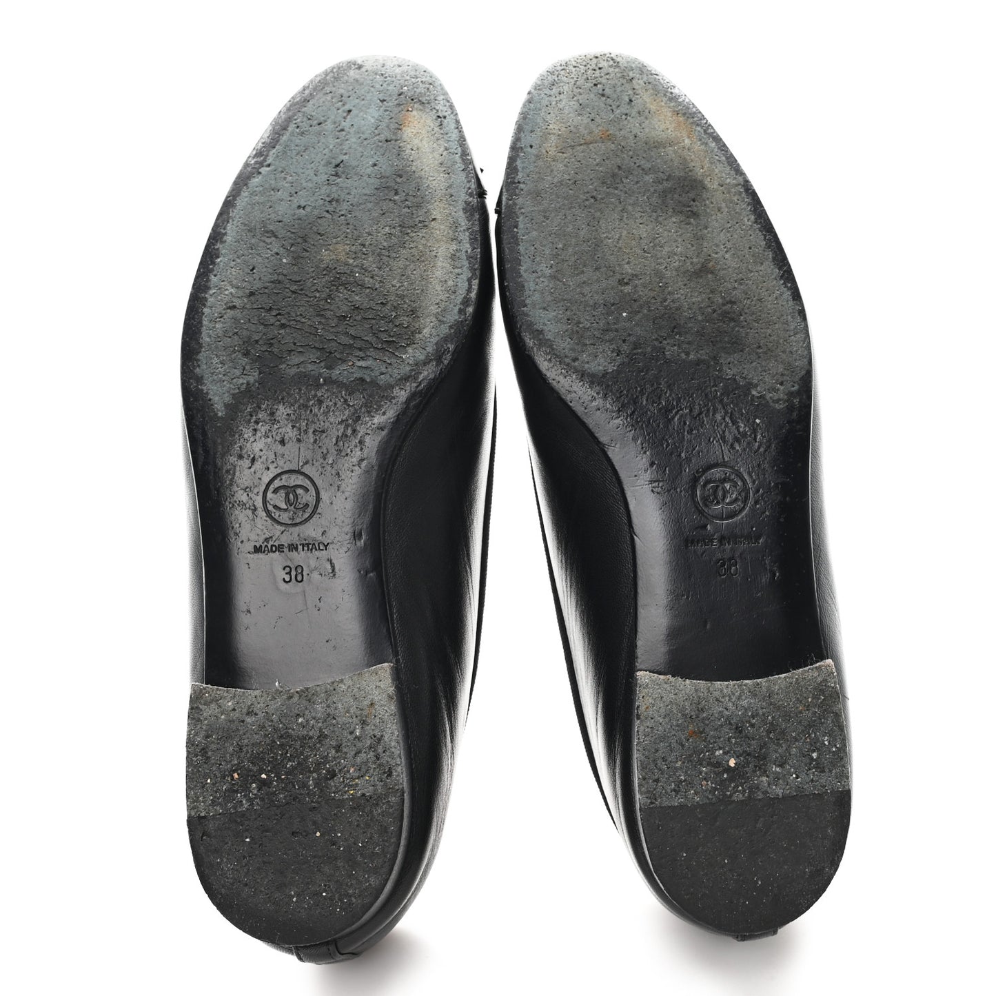 Lambskin Patent Cap Toe Ballerina Flats 38 Black