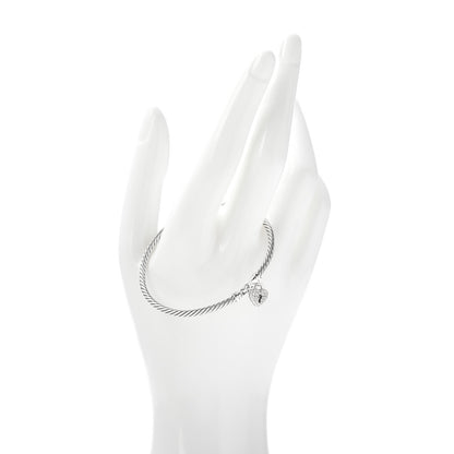 David Yurman Sterling Silver Diamond Heart Padlock Cable Bracelet 2 of 4