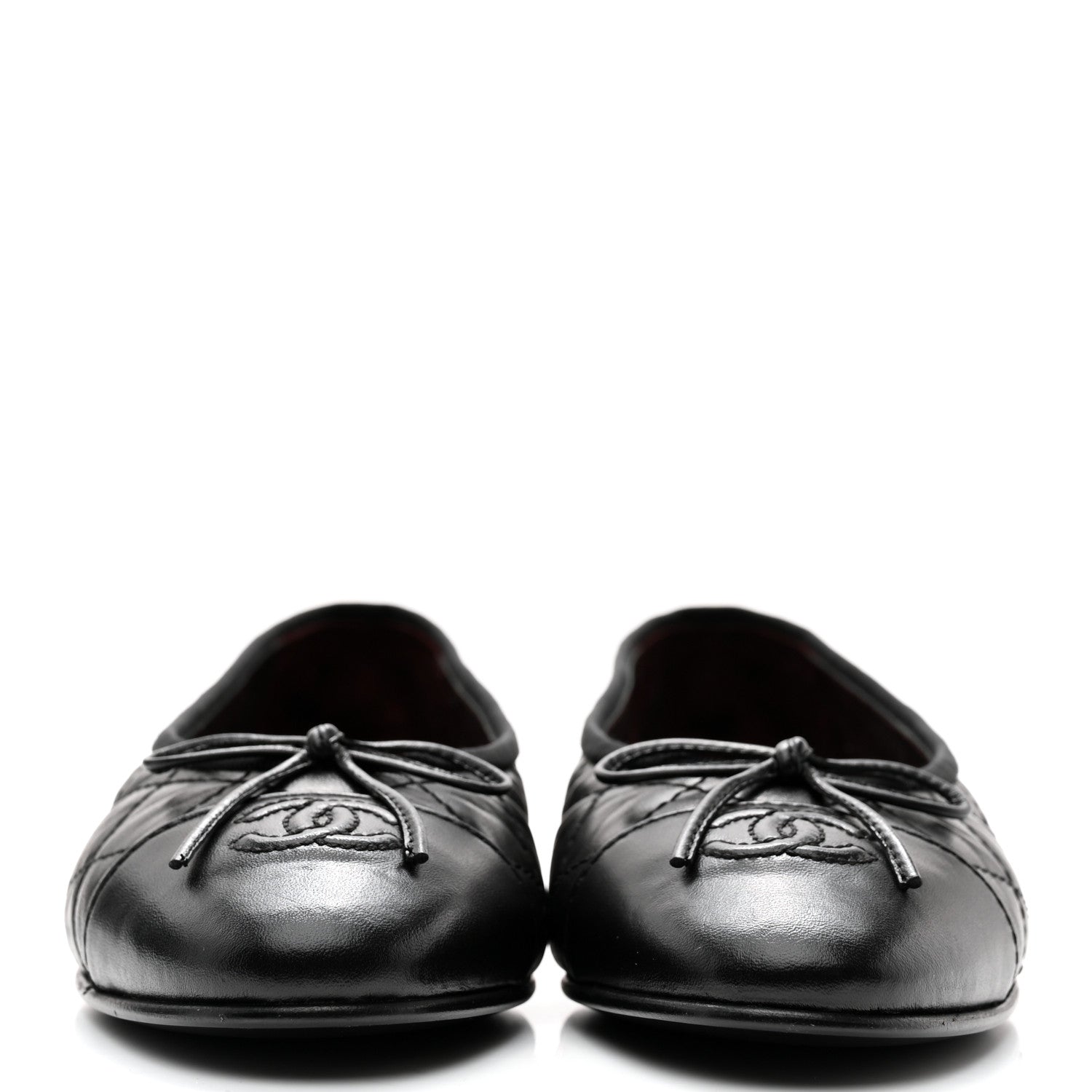 Chanel Aged Calfskin Quilted CC Cap Toe Ballerina Flats 36 Black 2 of 10