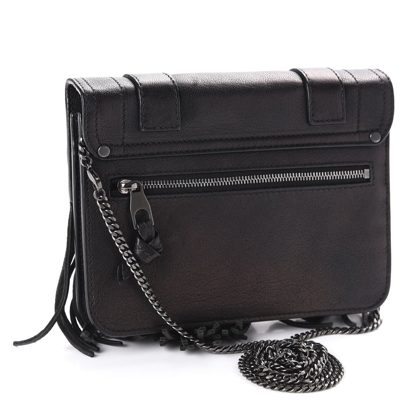 Lambskin Fringe PS1 Chain Wallet Black