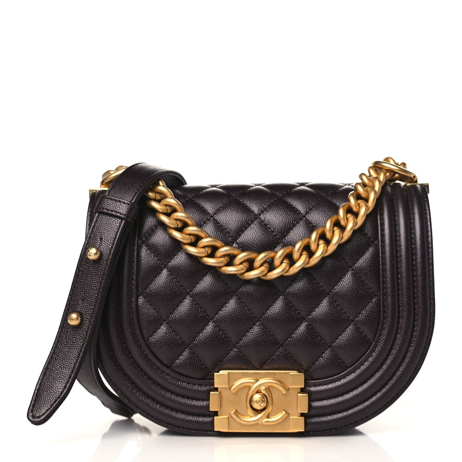 Chanel Caviar Quilted Small Boy Messenger Bag Brown 1 of 9