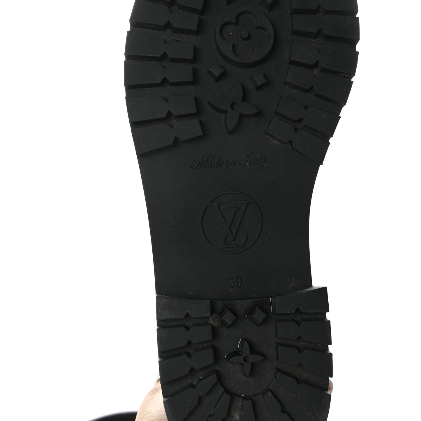 Rubber Embossed Monogram Drops Flat Half Boots 39 Black