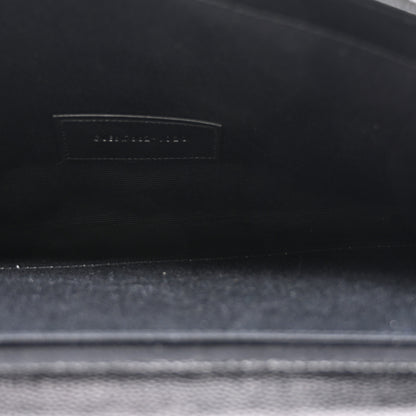 Saint Laurent Grain De Poudre Matelasse Chevron Monogram Envelope Clutch Black 5 of 7