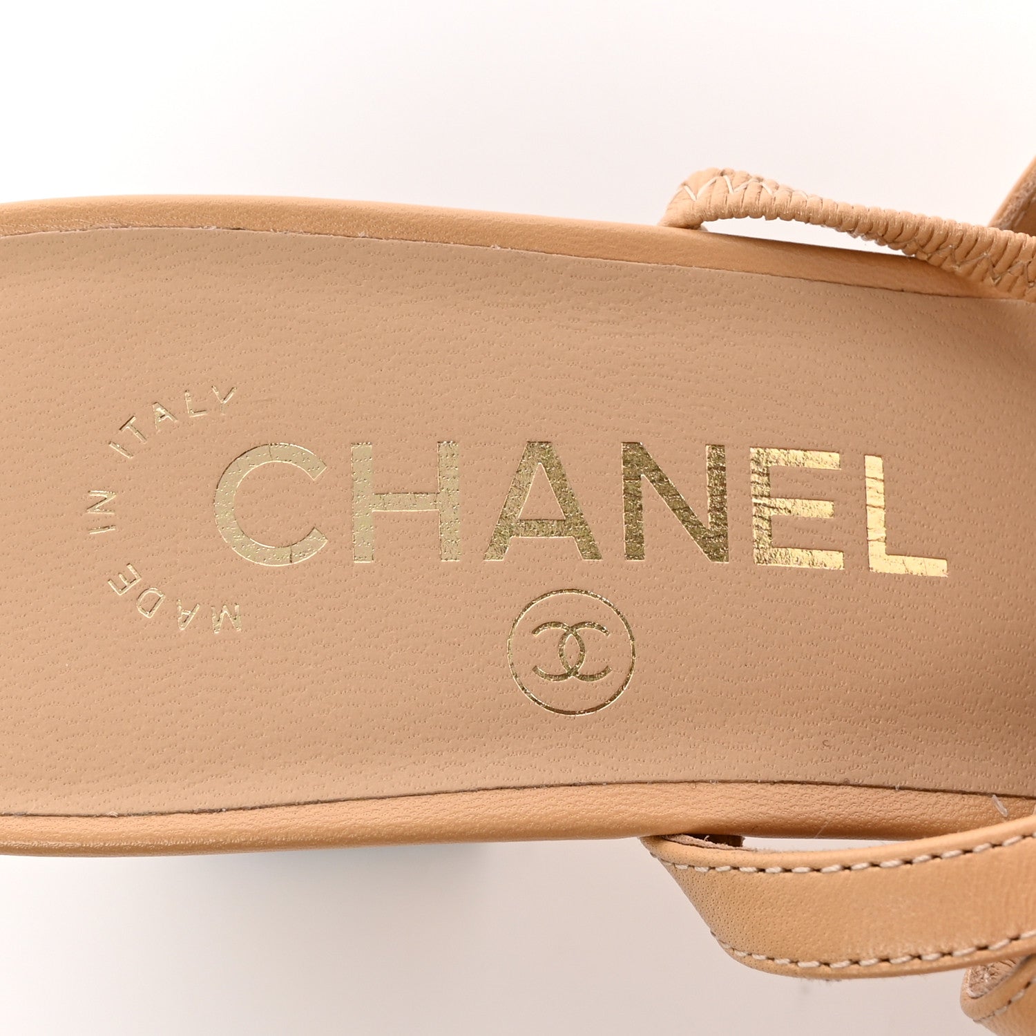Chanel Goatskin Grosgrain Cap Toe CC Slingback Pumps 37 Beige Black 7 of 11
