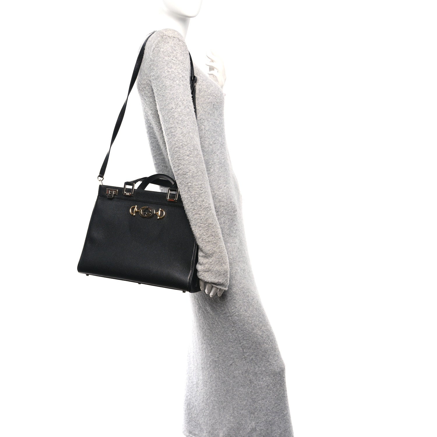 Gucci Grainy Calfskin Medium Zumi Top Handle Bag Black 3 of 19