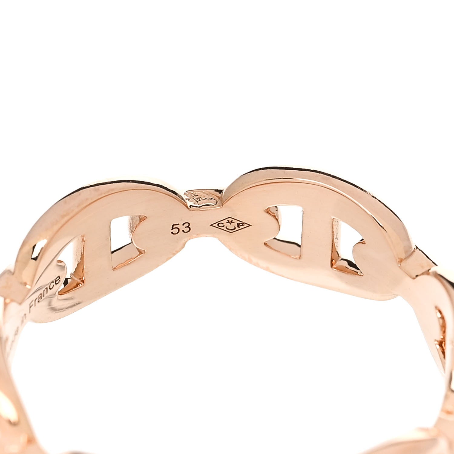 Hermes 18K Rose Gold PM Chaine d'Ancre Enchainee Ring 53 6.5 7 of 9