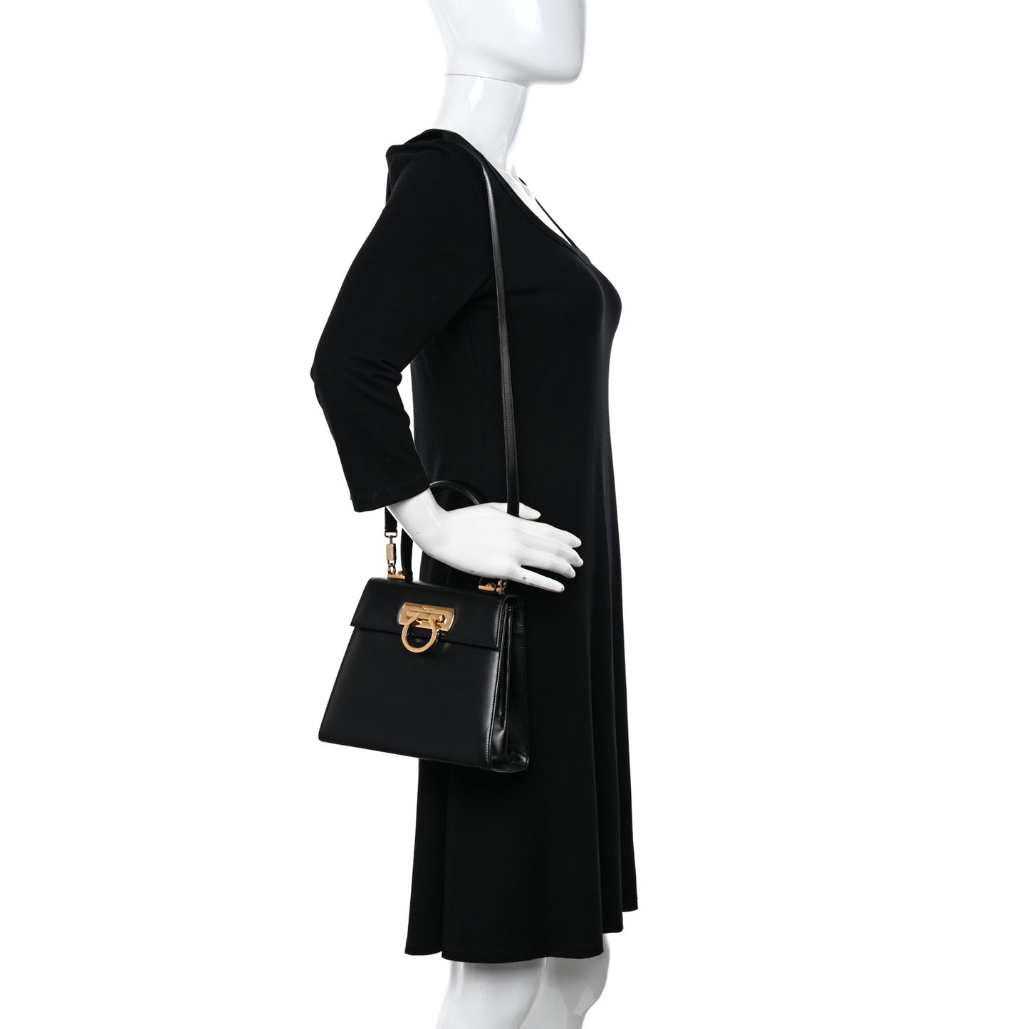 Brushed Off Calfskin Small Iconic Top Handle Black