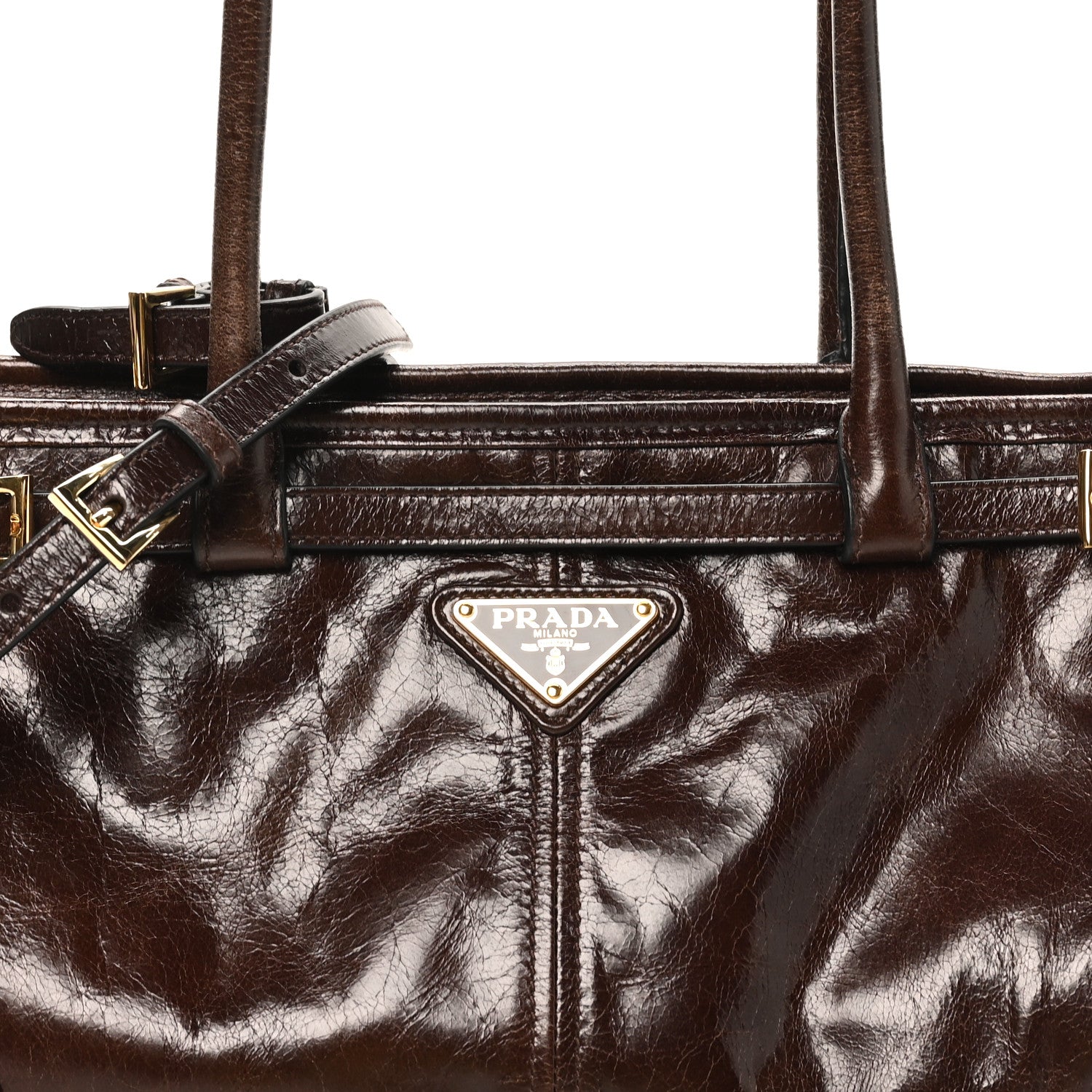 Prada Shiny Nappa Medium Bonnie Shoulder Bag Moro 7 of 9