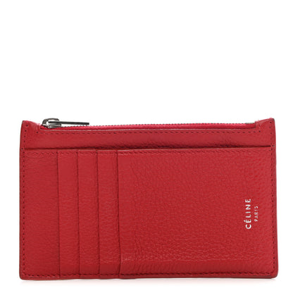 Celine Grained Calfskin Zipped Card Holder Red 1 of 10
