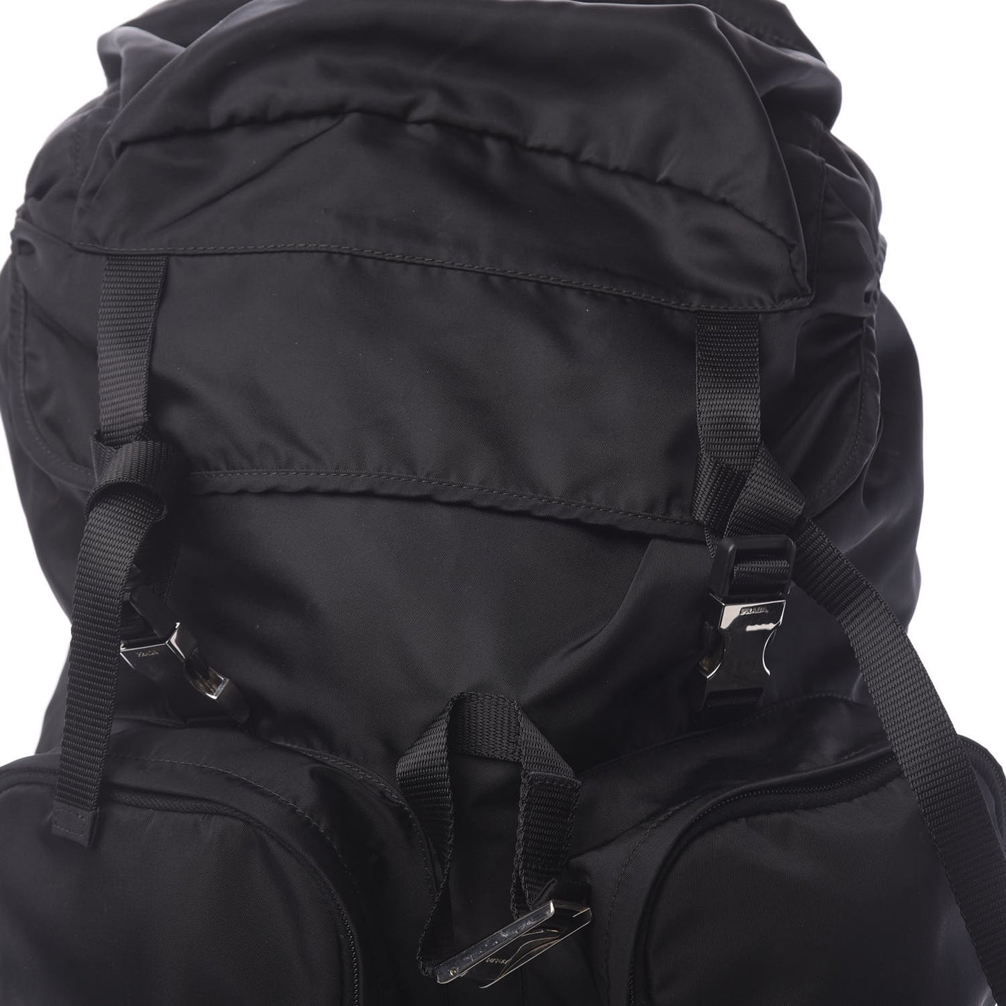 Technical Nylon Double Buckle Backpack Black