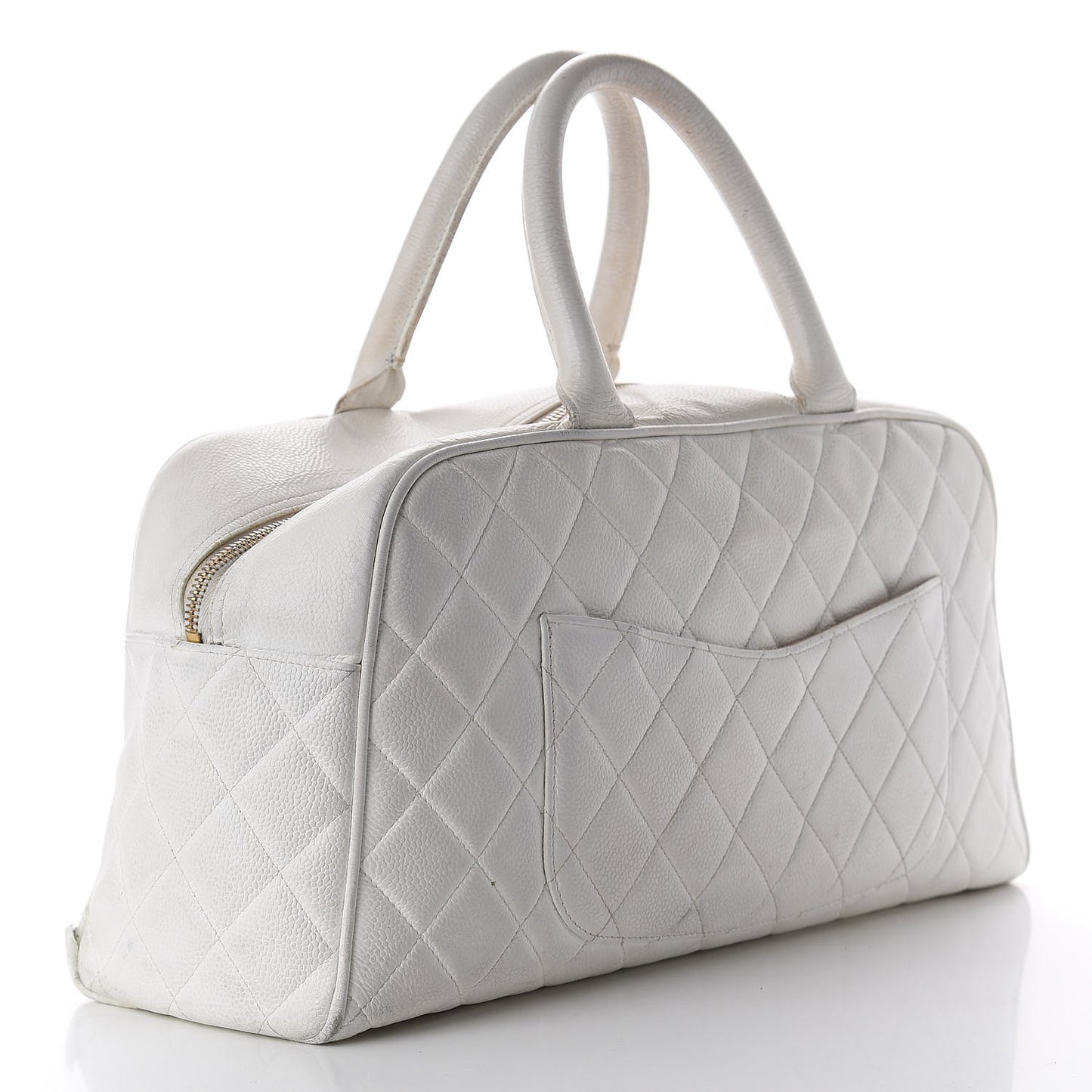 Caviar Quilted Large Bowler White