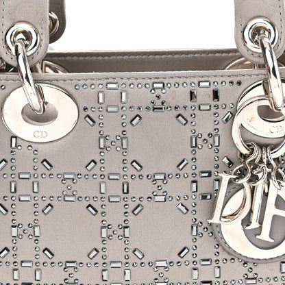 Christian Dior Satin Crystal Cannage Mini Lady Dior Gray 7 of 9