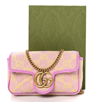 Gucci Monogram Super Mini GG Marmont Shoulder Bag Lilac Yellow 12 of 12