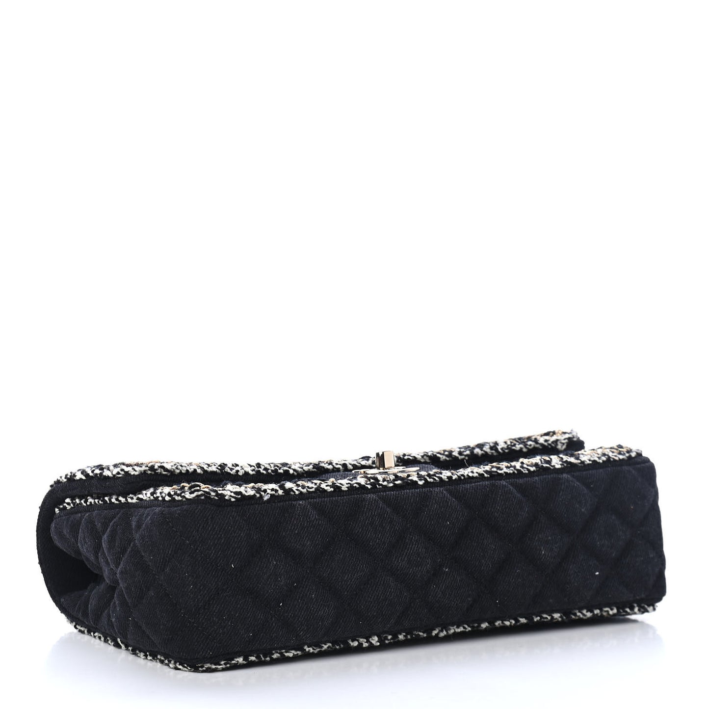 Denim Braided Medium Flap Bag Black