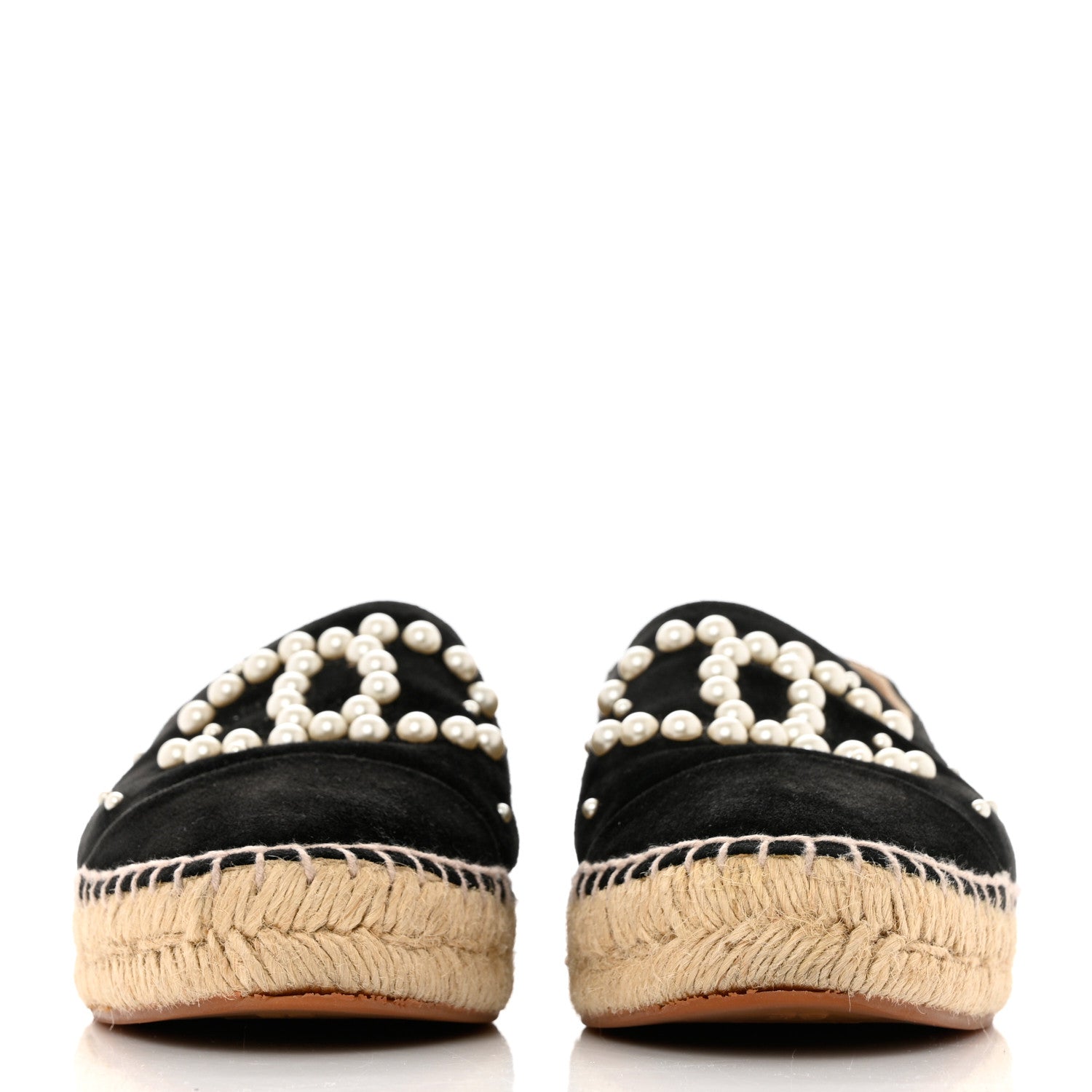 Chanel Suede Pearl CC Espadrilles 38 Black 2 of 12
