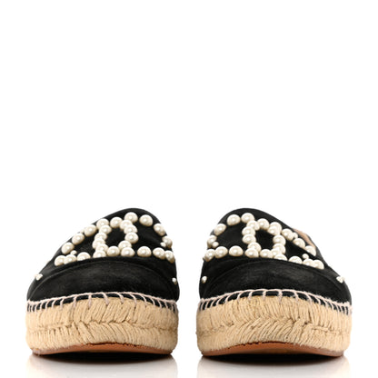 Chanel Suede Pearl CC Espadrilles 38 Black 2 of 12