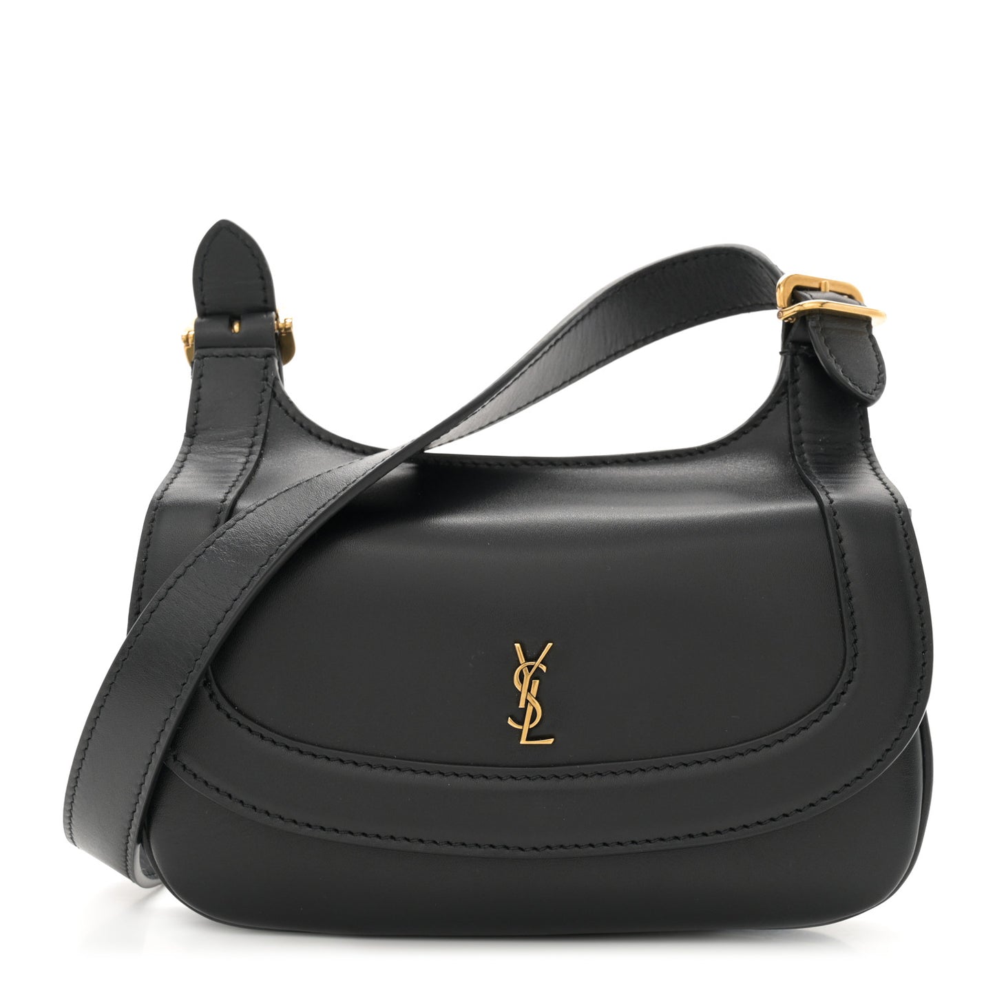 Smooth Calfskin Small Charlie Shoulder Bag Black