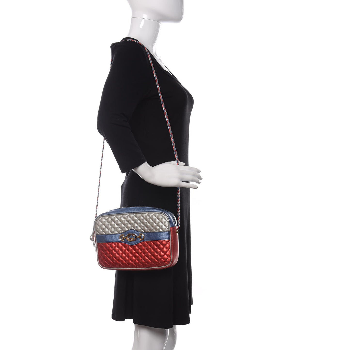 Laminated Nappa Trapuntata Small Zumi Shoulder Bag Rosso Marine Argento