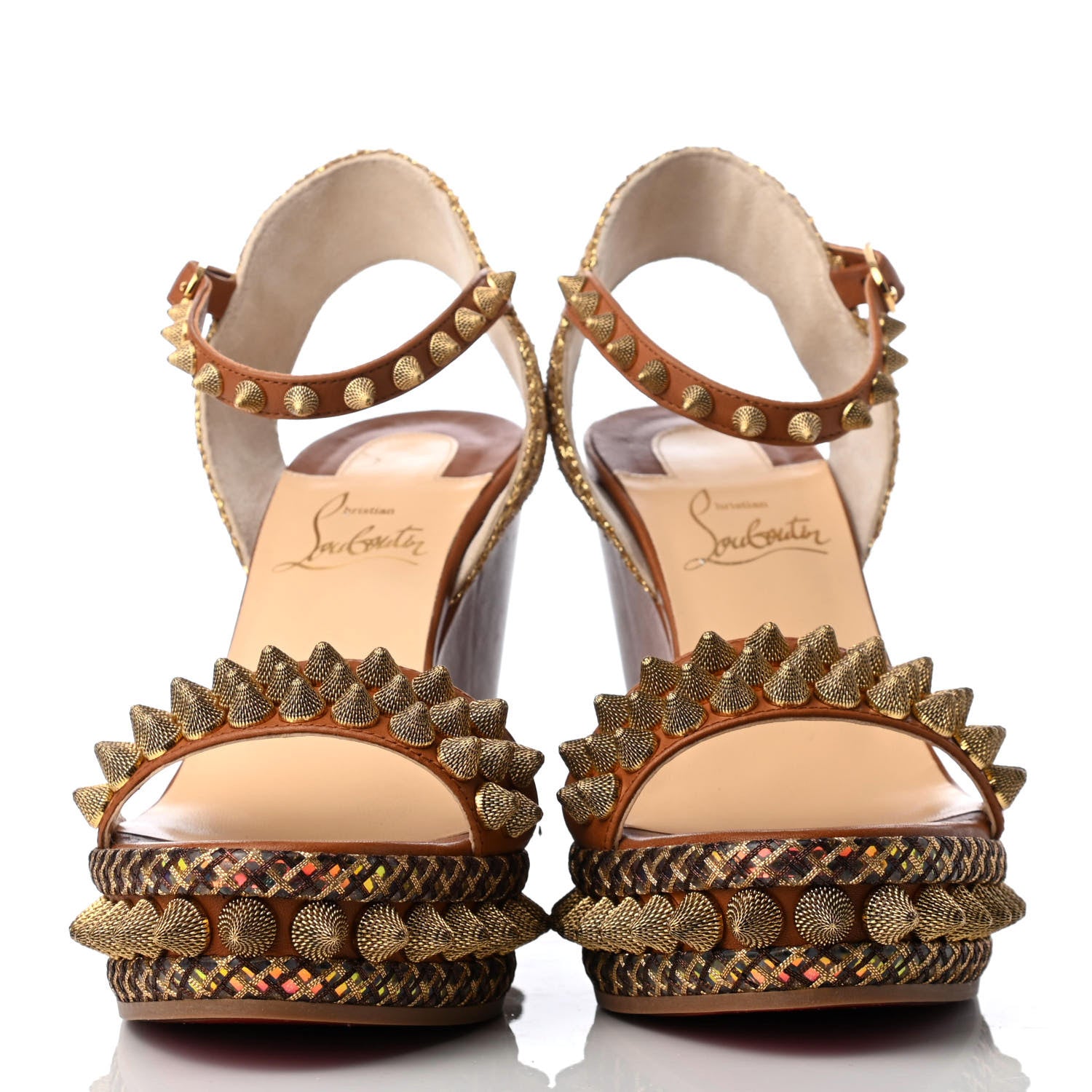 Christian Louboutin Calfskin Cordorella 110 Wedge Sandals 36 Version Cuoio 2 of 8