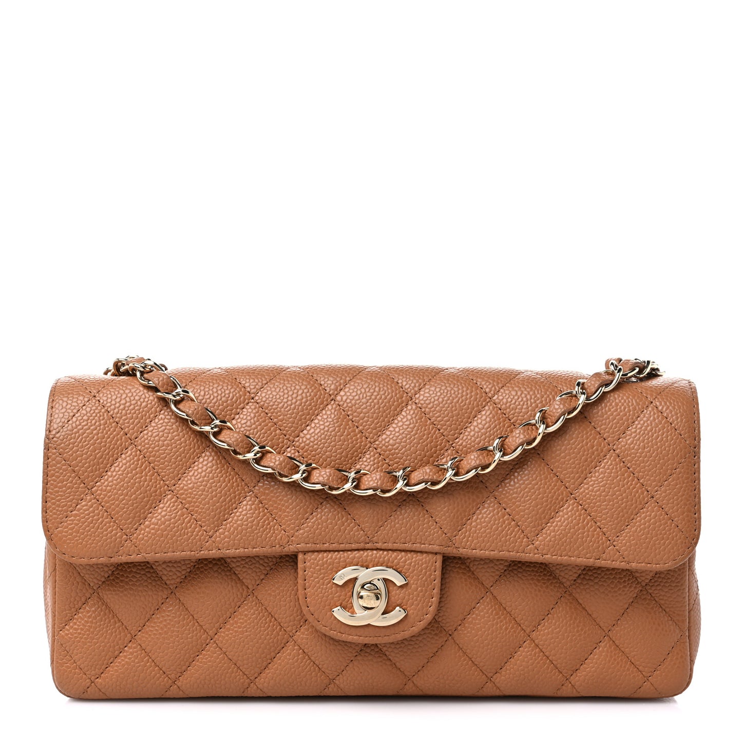 Caviar Quilted East West Flap Brown