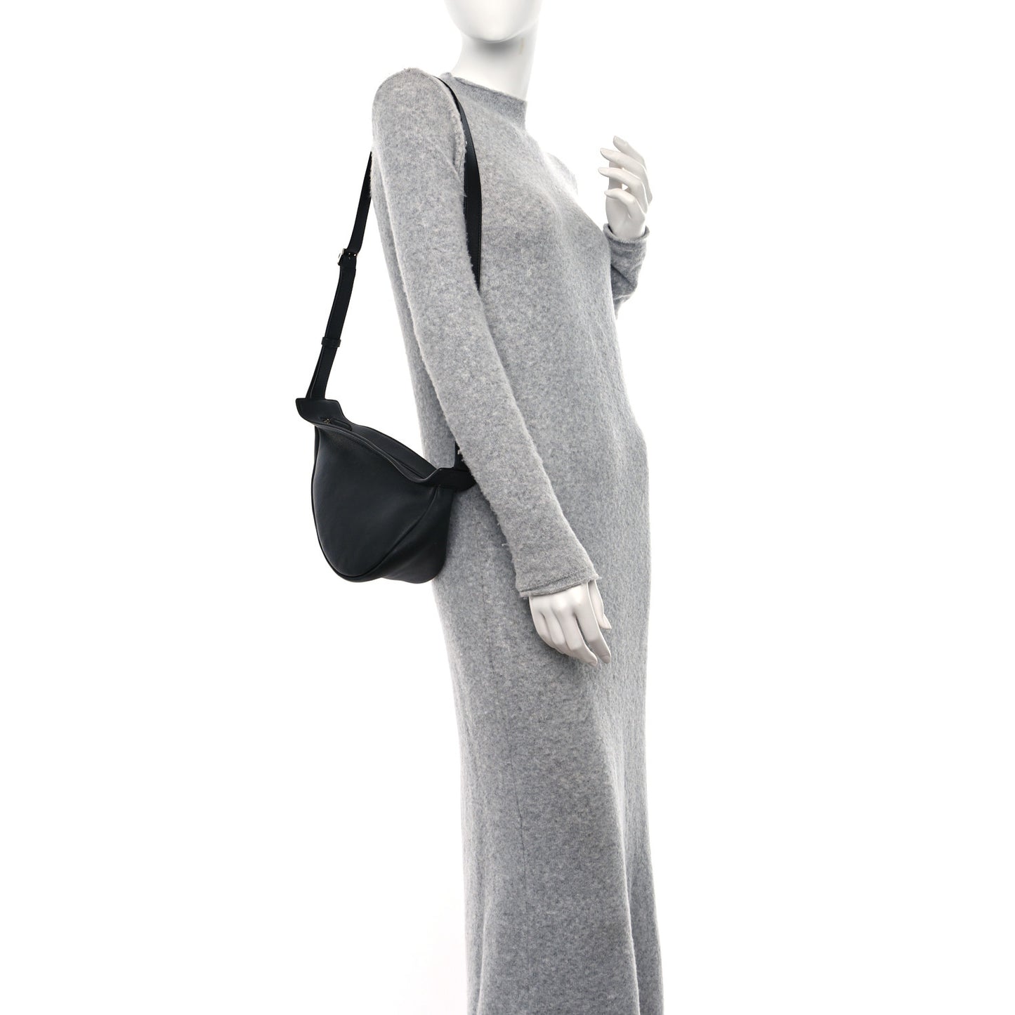 Grained Calfskin Small Slouchy Banana Bag Black