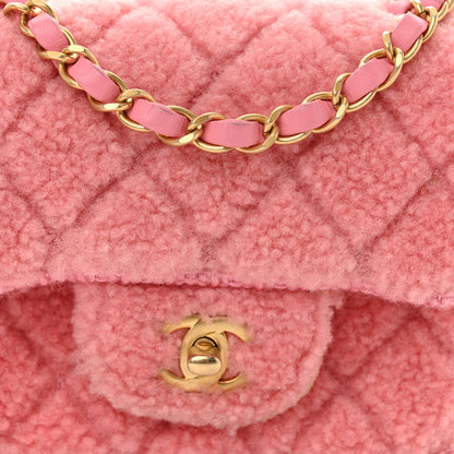 Chanel Shearling Tweed Quilted Mini Square Flap Bag Light Pink 8 of 11