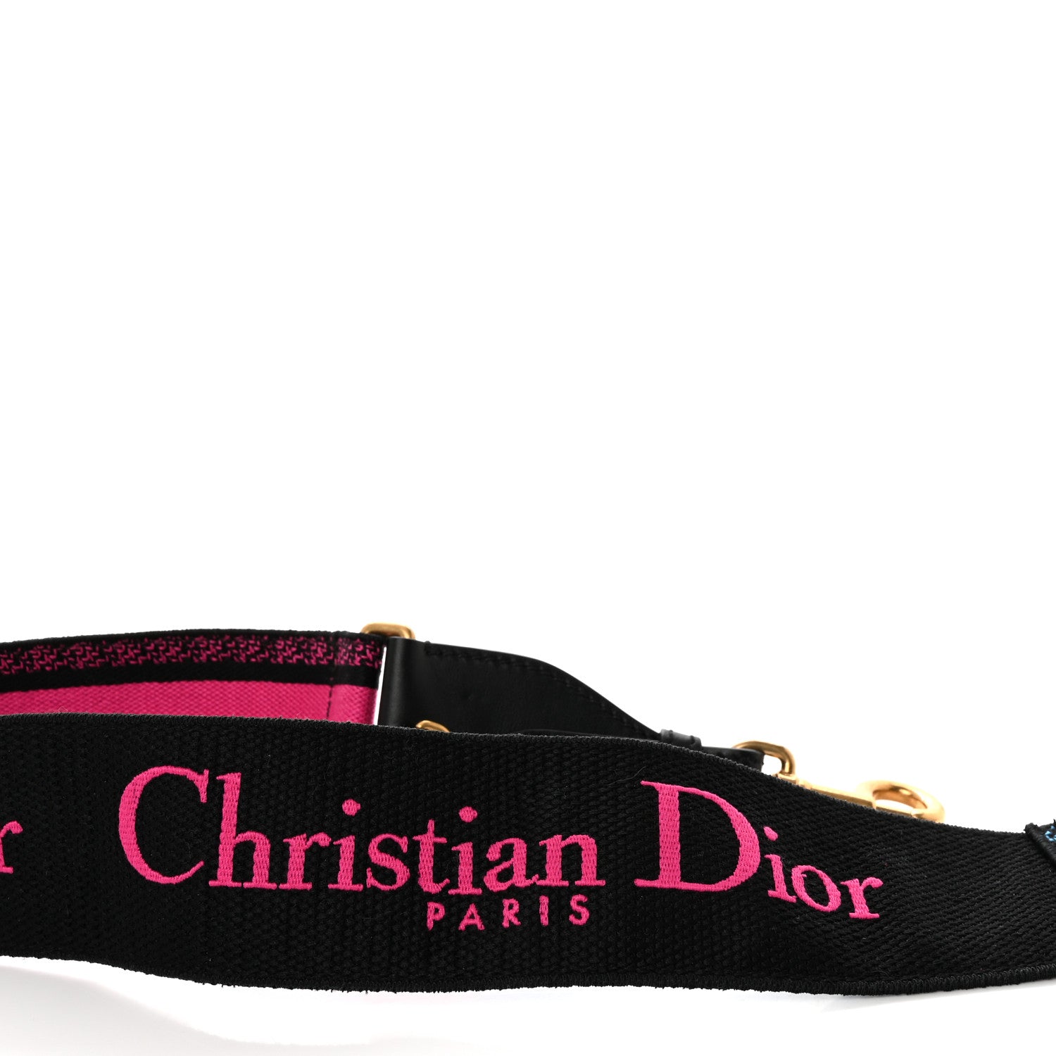 Christian Dior Canvas Embroidered Shoulder Strap Fuchsia Bleu 3 of 6