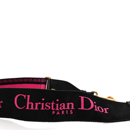 Christian Dior Canvas Embroidered Shoulder Strap Fuchsia Bleu 3 of 6