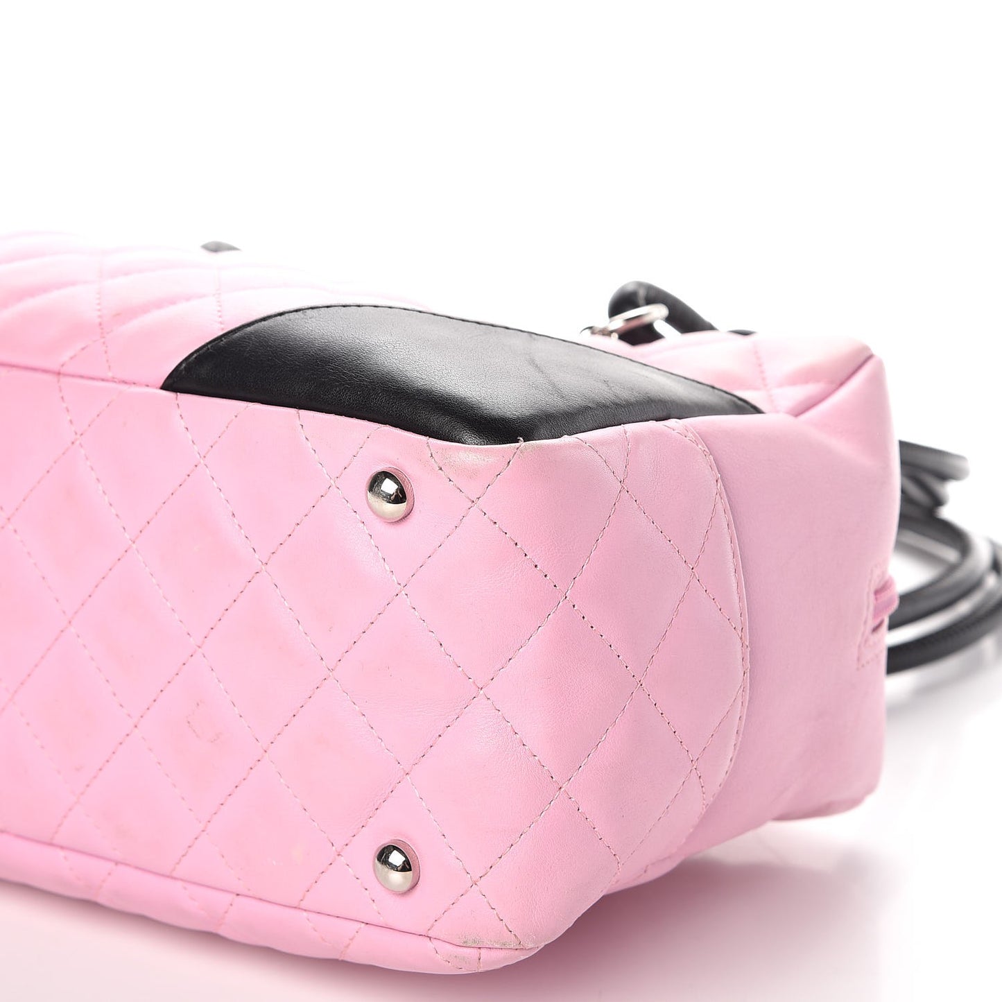 Calfskin Quilted Large Cambon Bowler Pink Black