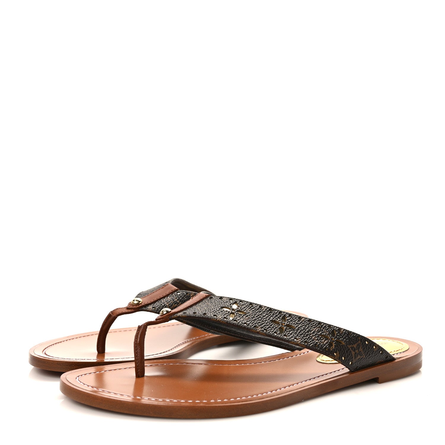 Louis Vuitton Monogram Sunny Flat Thong Sandals 38 Brown 3 of 8