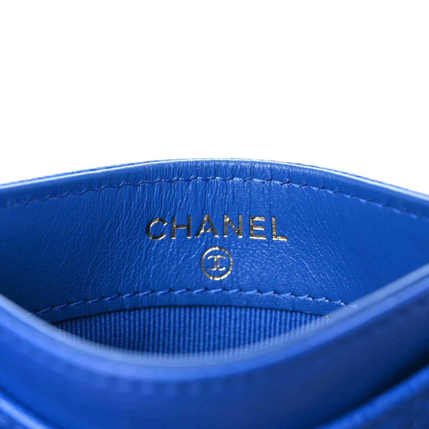 Caviar Quilted Card Holder Blue