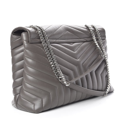 Saint Laurent Calfskin Y Quilted Monogram Large Loulou Chain Satchel Earth 3 of 10