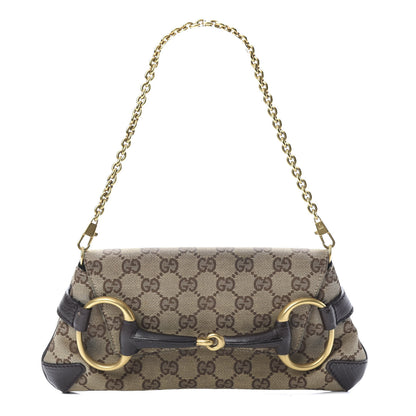 Gucci Monogram Horsebit Clutch Dark Brown 1 of 11