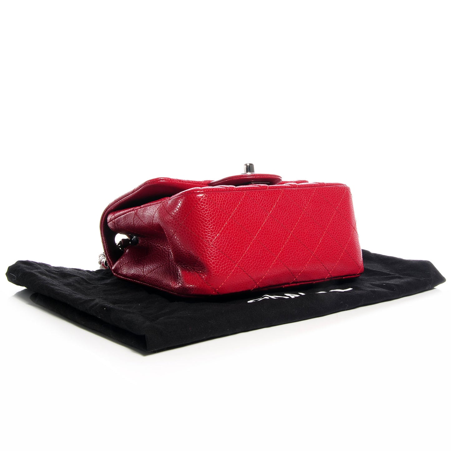 Caviar Quilted Mini Square Flap Red