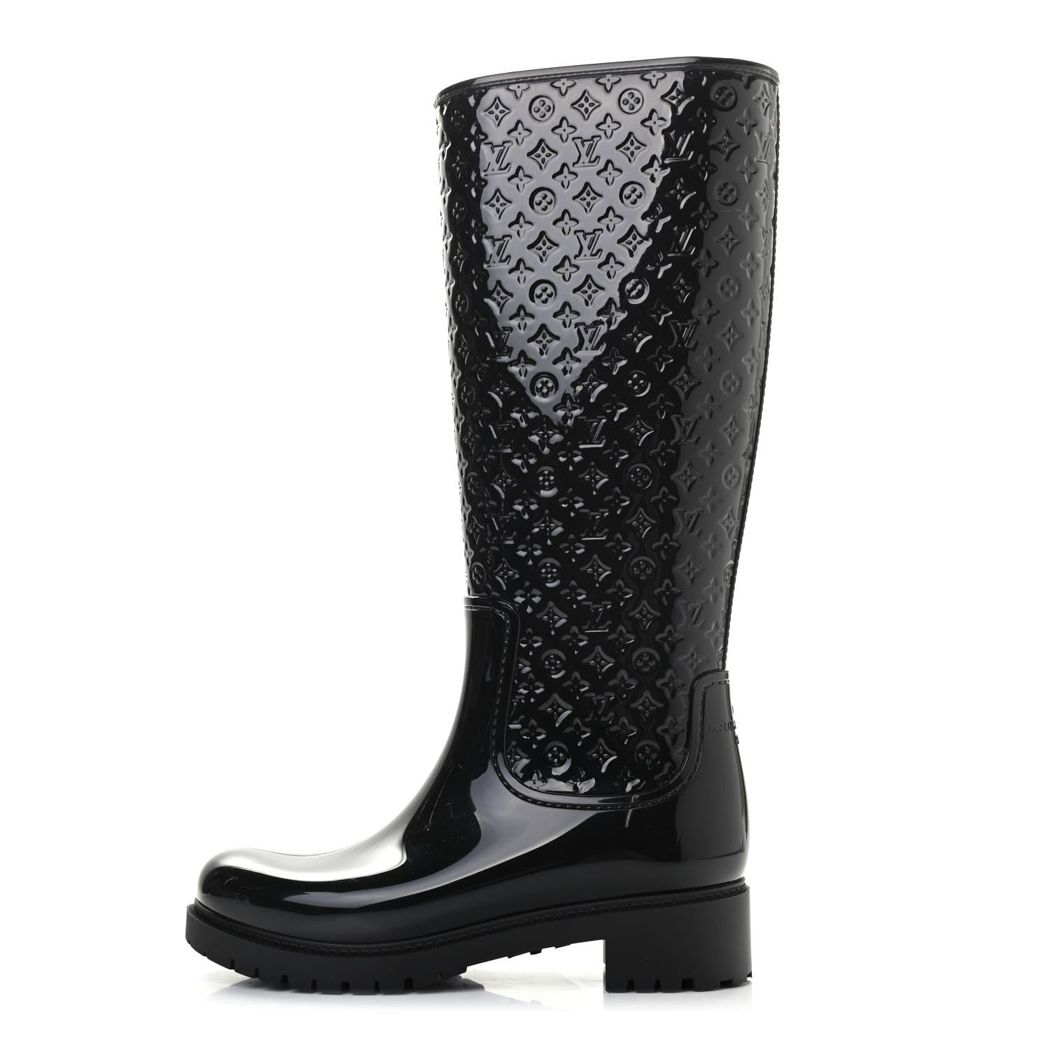 Louis Vuitton Rubber Embossed Monogram Splash Rain Boots 37 Black 1 of 8