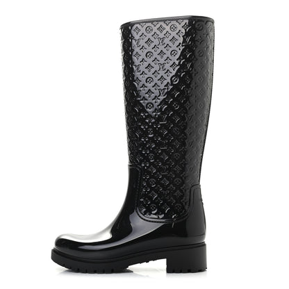 Louis Vuitton Rubber Embossed Monogram Splash Rain Boots 37 Black 1 of 8