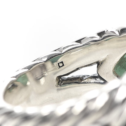 David Yurman Sterling Silver 18K Yellow Gold Green Onyx Smoky Quartz Three Stone Ring 55/7.25 5 of 6