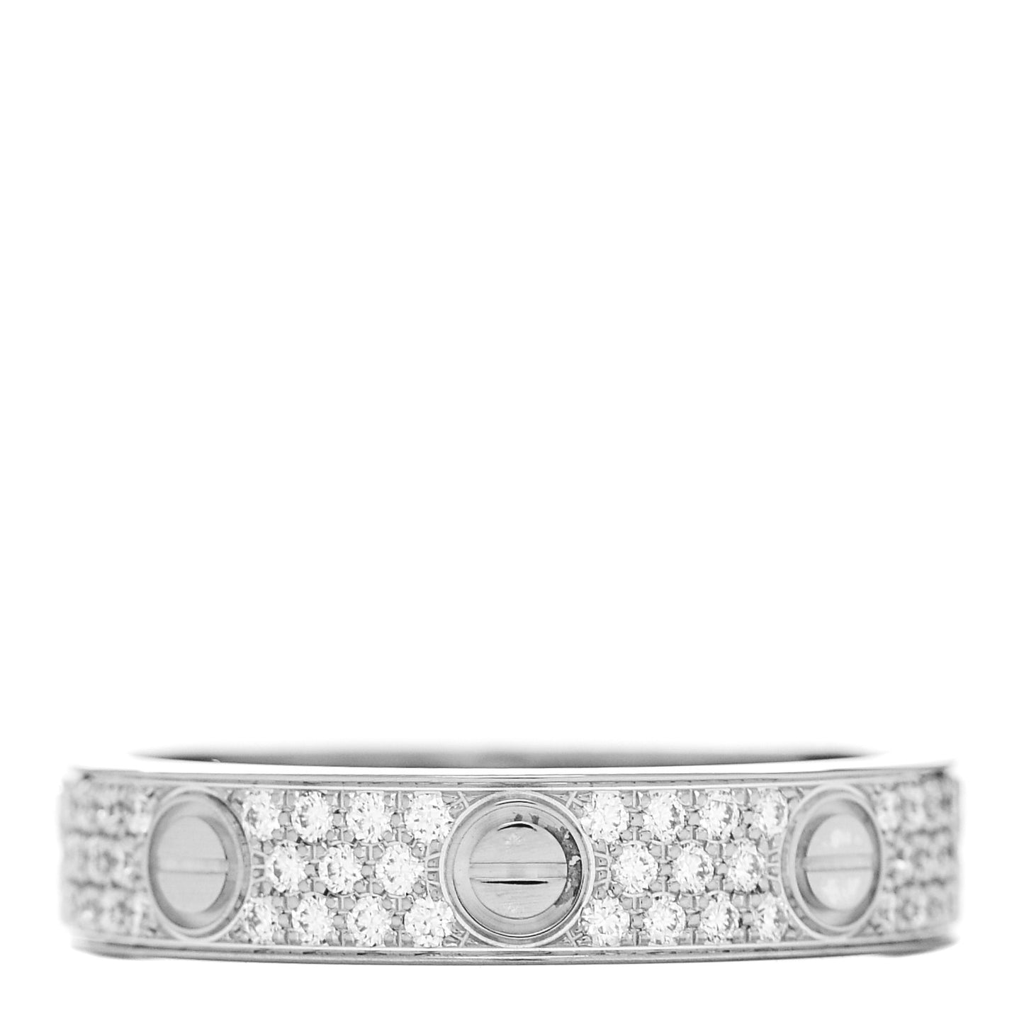 18K White Gold Diamond 4mm LOVE Wedding Paved Band Ring 50 5.25