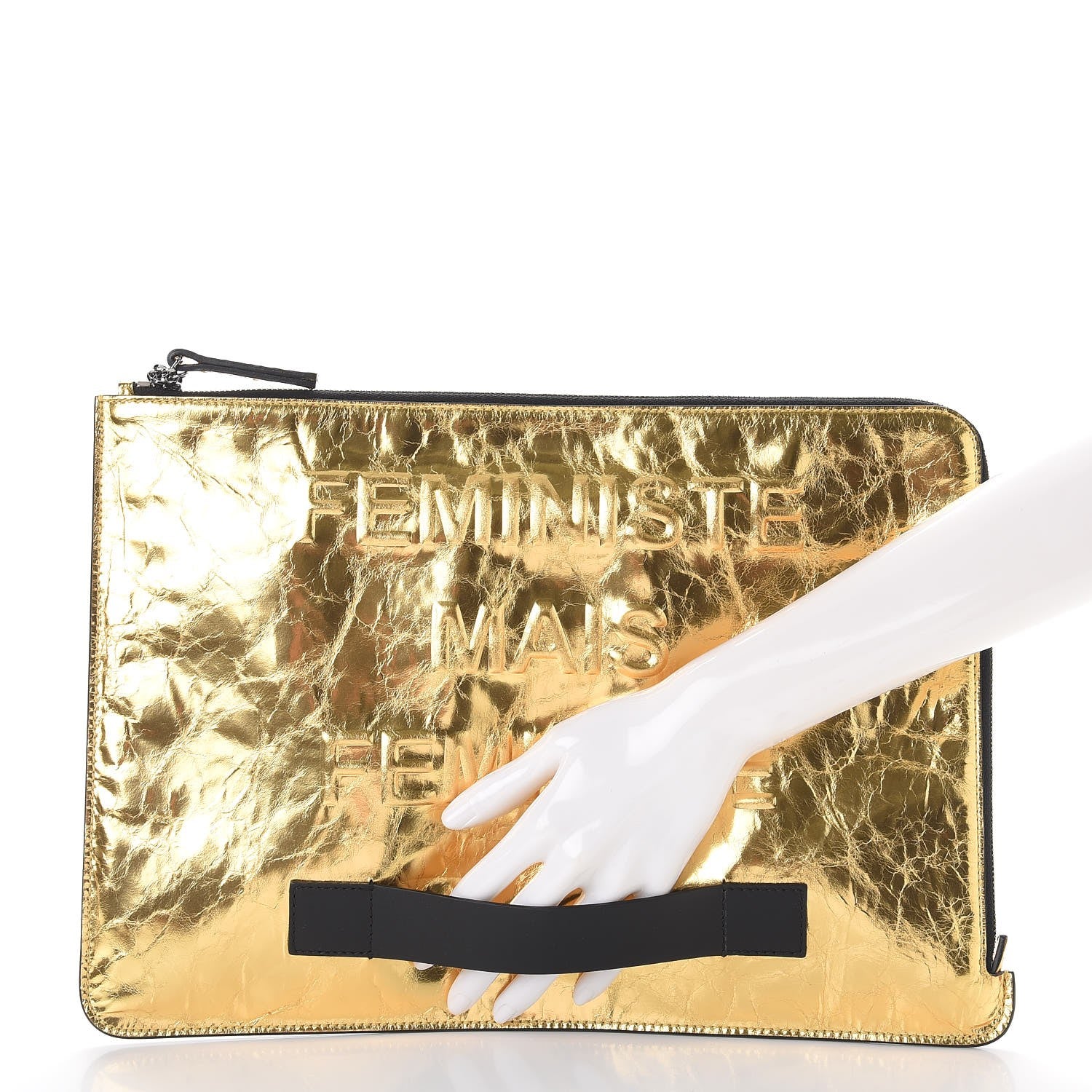 Chanel Metallic Lambskin Large Feministe Maize Feminine Pouch Clutch Gold 2 of 8