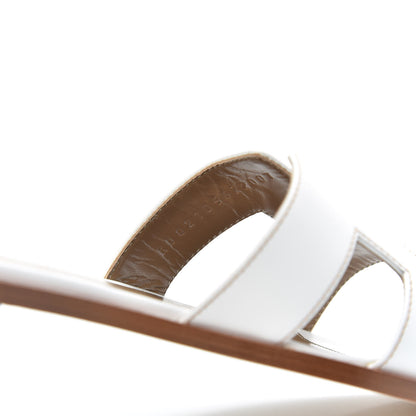 Hermes Box Calfskin Oran Sandals 37.5 White 8 of 9