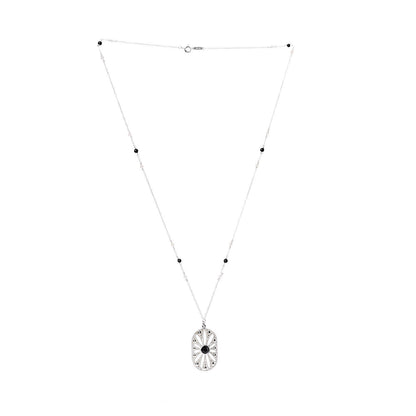 Tiffany Sterling Silver Black Onyx Pearl Ziegfeld Daisy Pendant Necklace 3 of 8