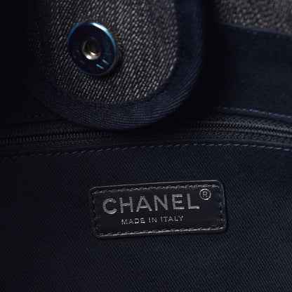 Chanel Denim Large Deauville Tote Dark Blue 6 of 8