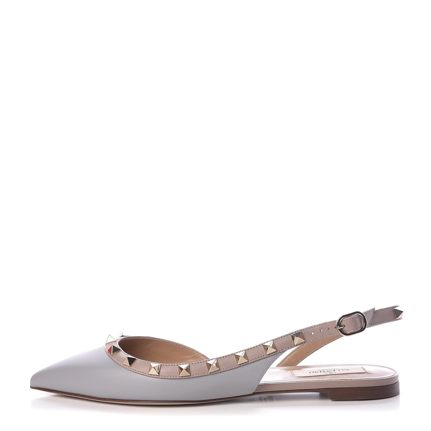 Valentino Garavani Nappa Rockstud Slingback Flats 37 Pastel Grey Poudre 1 of 9
