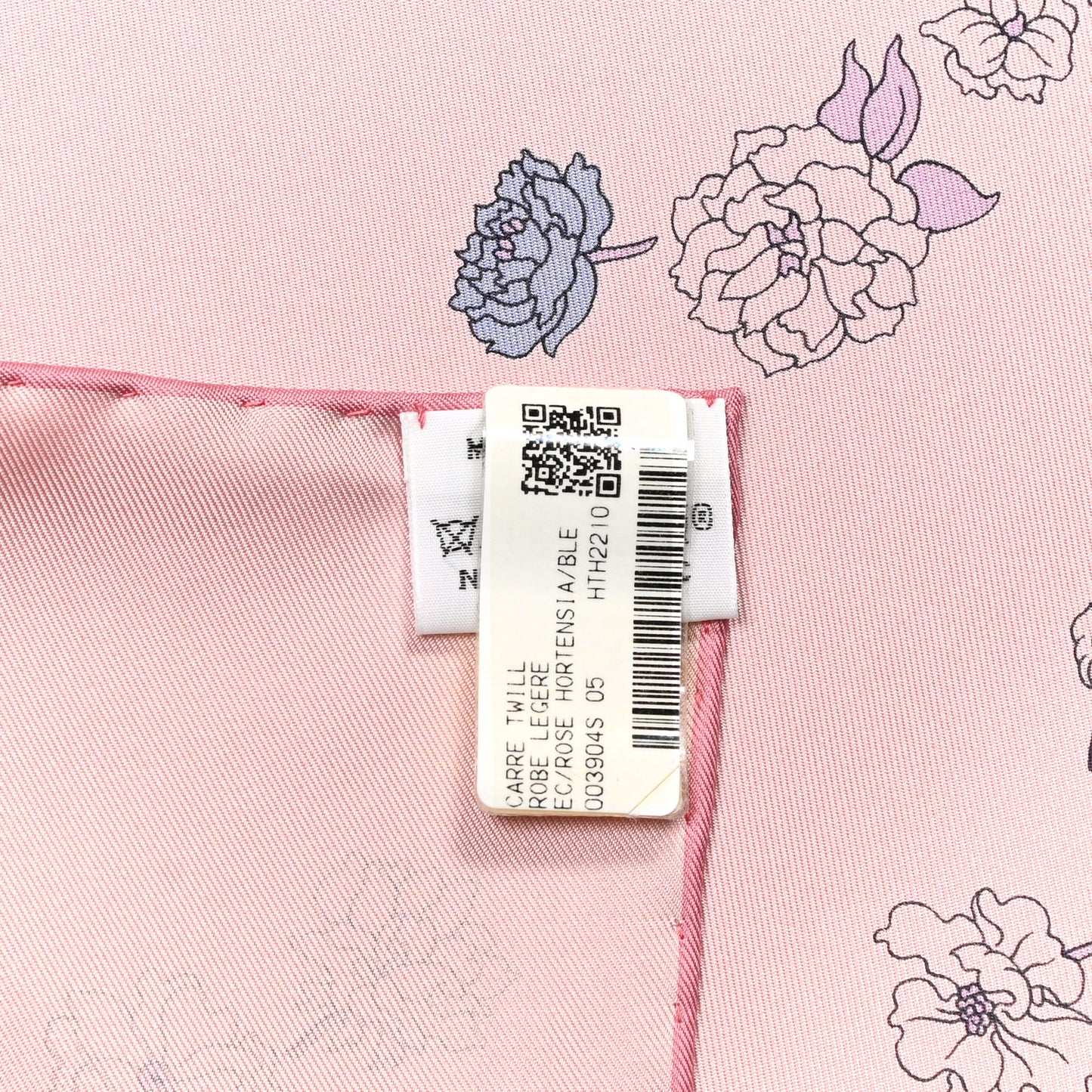 Silk Twill Robe Legere Scarf 90 Rose Hortensia Bleu