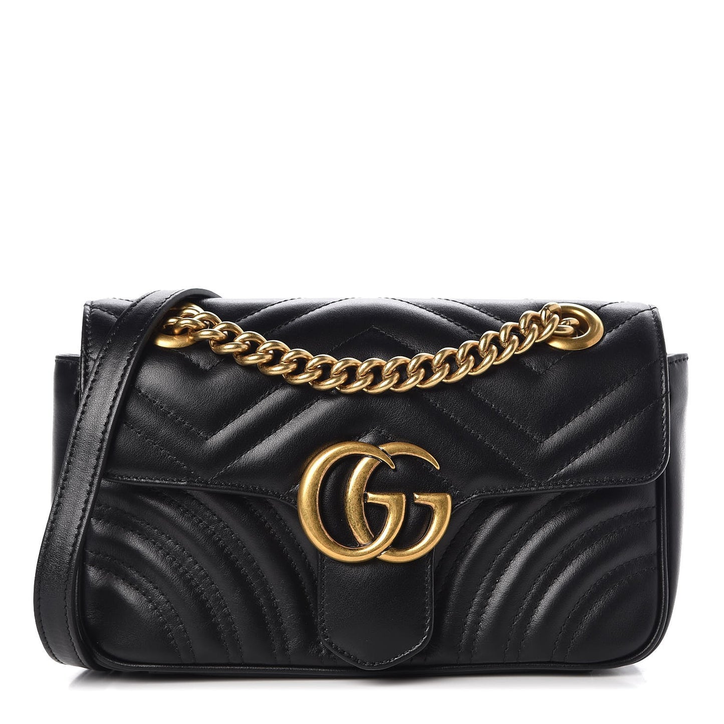 Calfskin Matelasse Mini GG Marmont Shoulder Bag Black