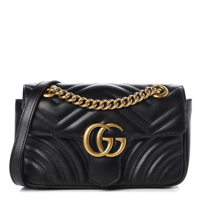 Gucci Calfskin Matelasse Mini GG Marmont Shoulder Bag Black 1 of 7