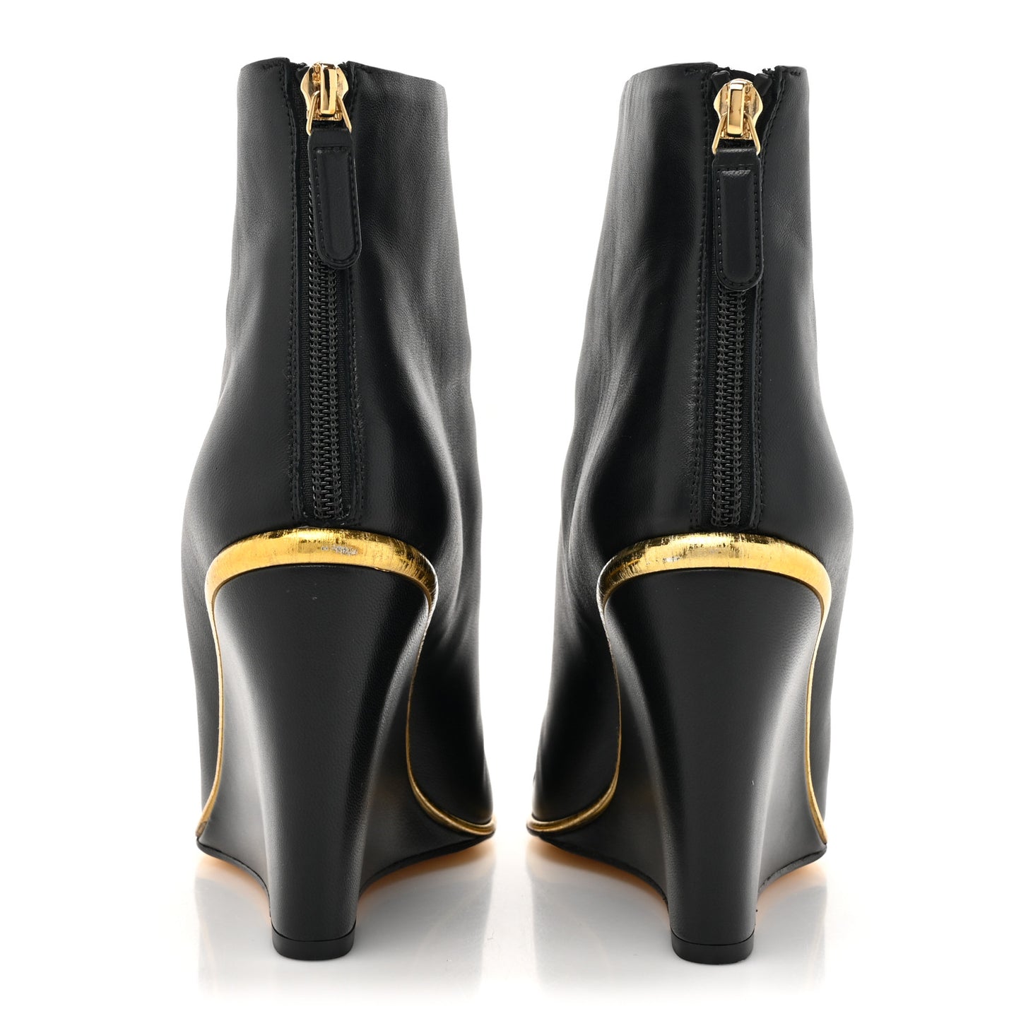 Lambskin Cap Toe Open Wedge 38 Black