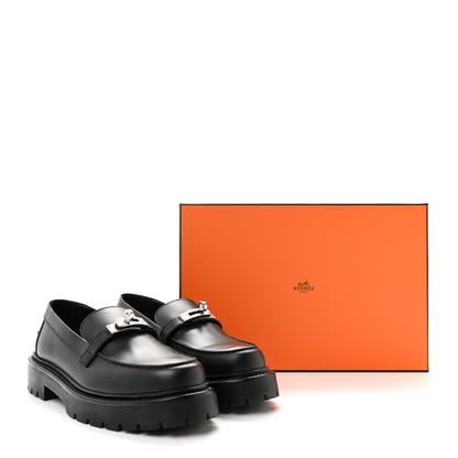 Hermes Calfskin Womens Icone Loafers 37 Black 10 of 10