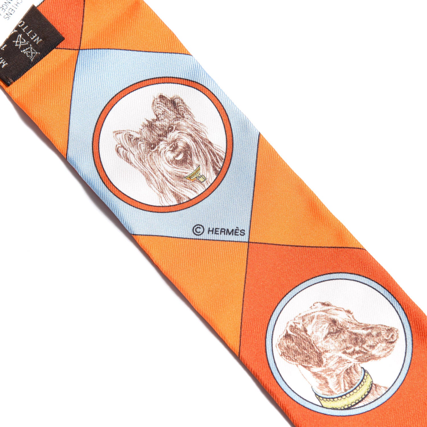 Hermes Silk Colliers Et Chiens Twilly Potiron Orange Ciel 3 of 4