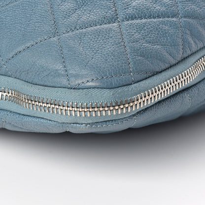 Chanel Caviar Quilted Expandable Zip Shoulder Bag Blue 10 of 12
